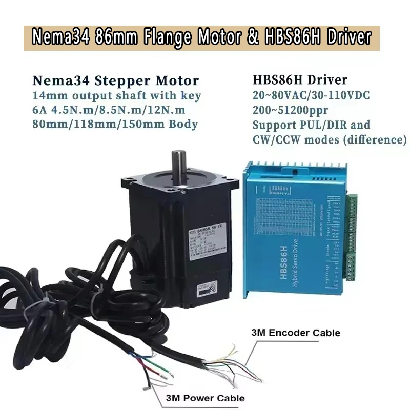 Nema34 86mm Closed Loop Steppe - огляд і ціна Hybrid Servo Driver Nema 34 8.5Nm