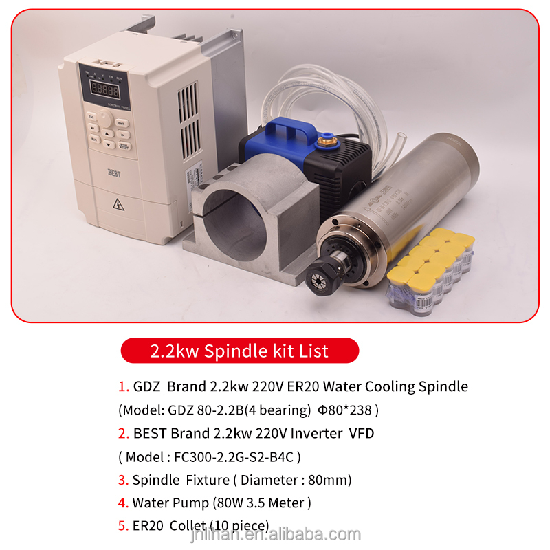 Motor Inverter VFD Kit Cnc Spi - огляд і ціна 2.2Kw Water Cooled Spindle Kit Vfd