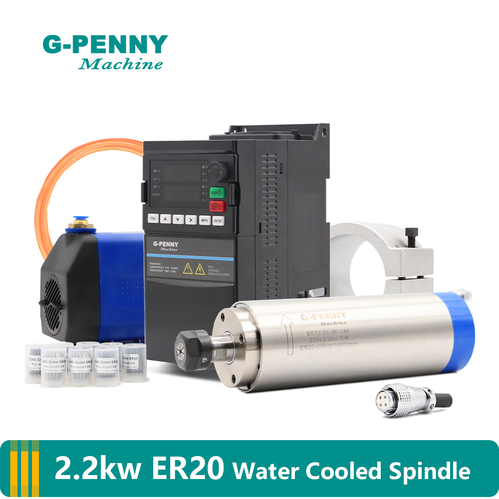 G-PENNY 2.2kw ER20 Water Coole - огляд і ціна 2.2Kw Water Cooled Spindle Kit Vfd