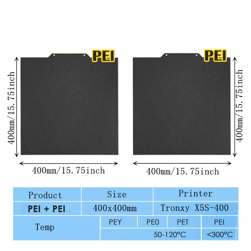 400x400mm Textured/Smooth PEI  - огляд і ціна Cnc 3018 Pro Max Metal