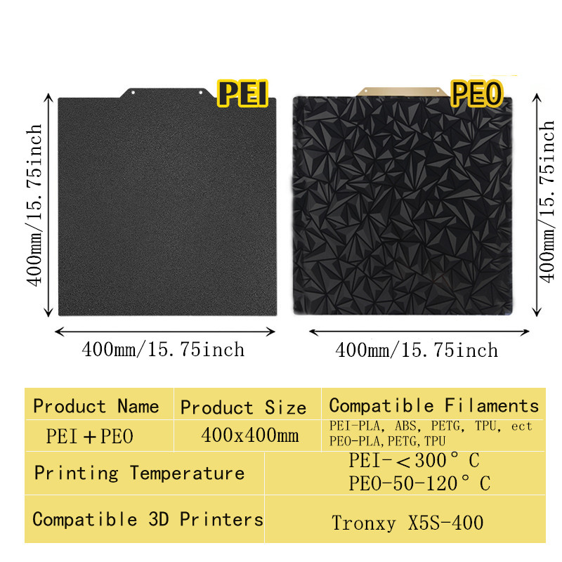 400x400mm Textured/Smooth PEI  - огляд і ціна Cnc 3018 Pro Max Metal