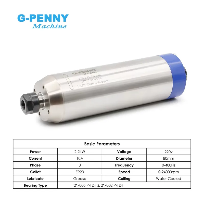 G-penny 2.2KW ER20 D80 Wood Wo - огляд і ціна 2.2Kw Water Cooled Spindle Kit Vfd