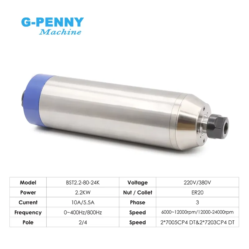 G-Penny 2.2kw ER20 D80 12000rp - огляд і ціна 2.2Kw Water Cooled Spindle Kit Vfd