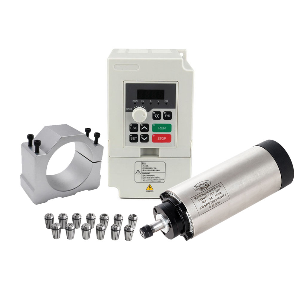 CNC Spindle Motor Kit 80MM 1.5 - огляд і ціна Air Cooled 1.5Kw Spindle Motor Inverter 110V